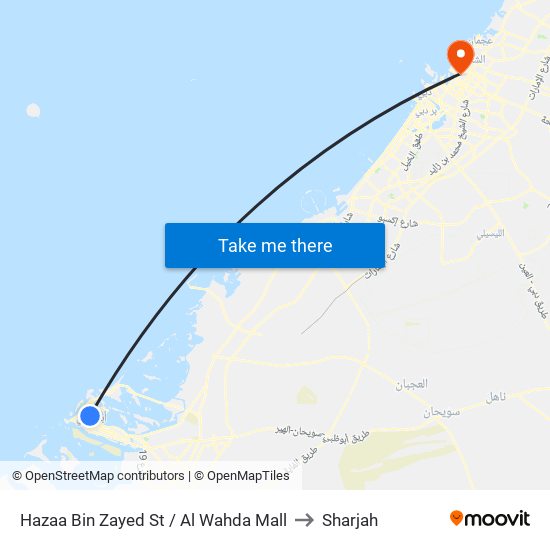 Hazaa Bin Zayed St / Al Wahda Mall to Sharjah map