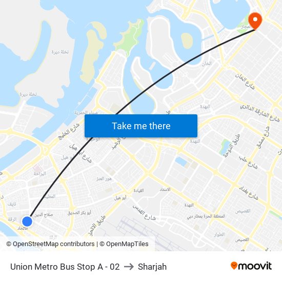 Union Metro Bus Stop A - 02 to Sharjah map