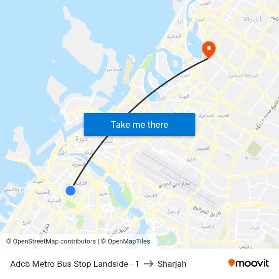 Adcb Metro Bus Stop Landside - 1 to Sharjah map