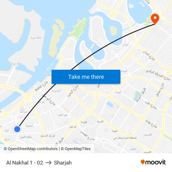 Al Nakhal 1 - 02 to Sharjah map