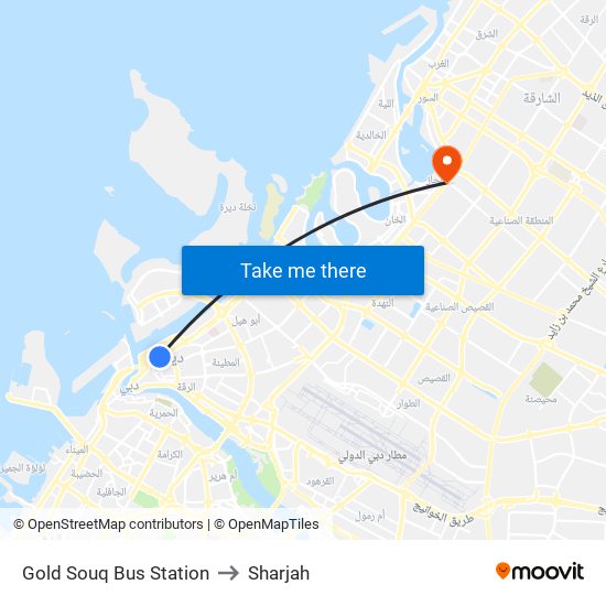 Gold Souq Bus Station to Sharjah map