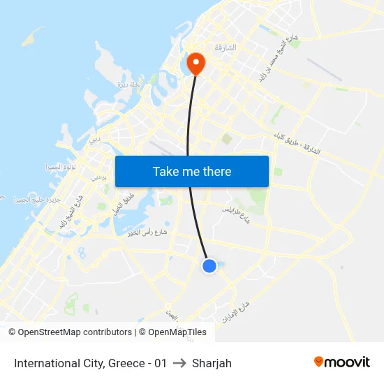 International City, Greece - 01 to Sharjah map