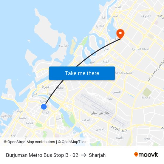 Burjuman Metro Bus Stop B - 02 to Sharjah map