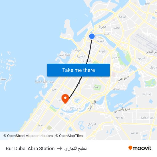 Bur Dubai Abra Station to الخليج التجاري map