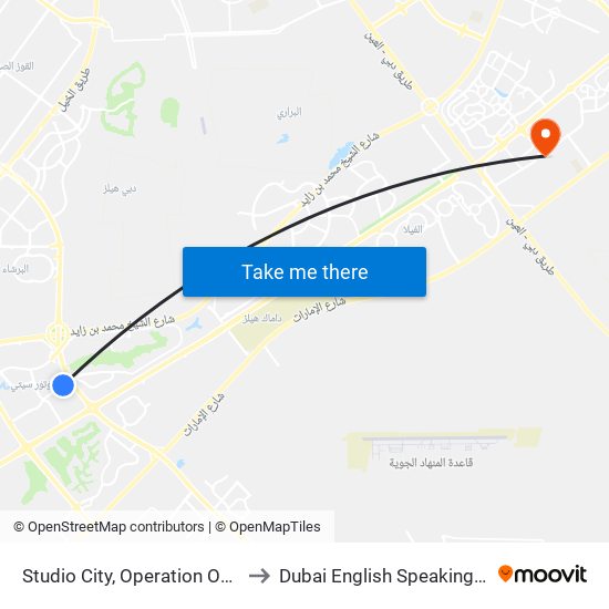 Studio City, Operation Office - 01 to Dubai English Speaking College map