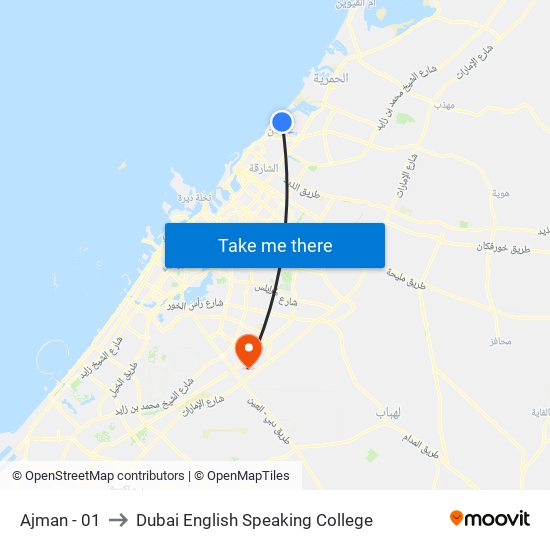 Ajman - 01 to Dubai English Speaking College map