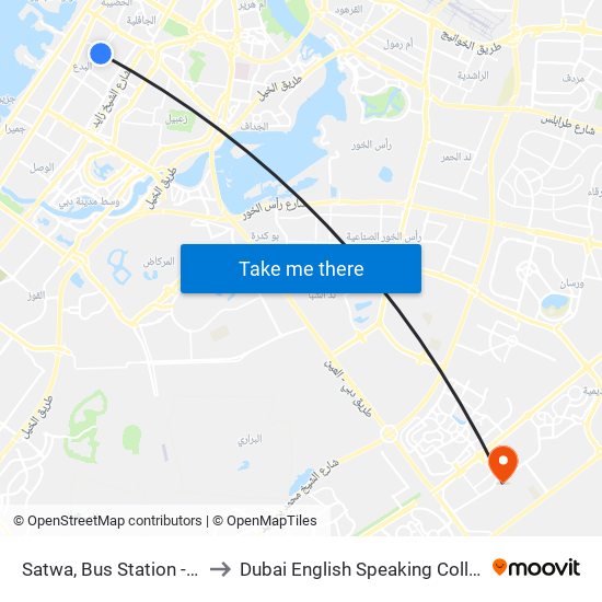 Satwa, Bus Station - 05 to Dubai English Speaking College map