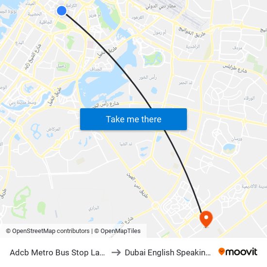 Adcb Metro Bus Stop Landside - 1 to Dubai English Speaking College map