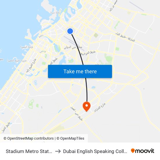 Stadium Metro Station to Dubai English Speaking College map