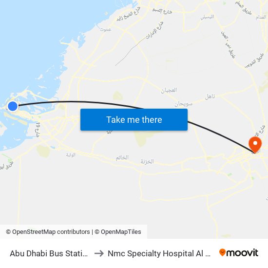 Abu Dhabi Bus Station to Nmc Specialty Hospital Al Ain map