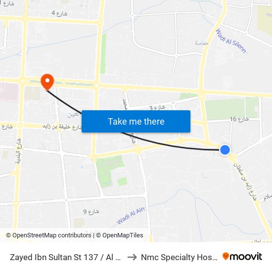 Zayed Ibn Sultan St 137 / Al Ain Bus Station to Nmc Specialty Hospital Al Ain map