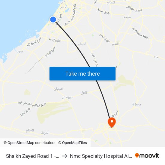 Shaikh Zayed  Road 1 - 02 to Nmc Specialty Hospital Al Ain map