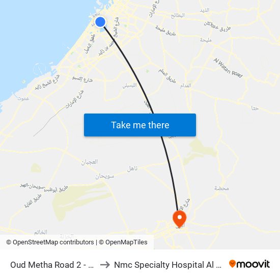 Oud Metha Road 2 - 01 to Nmc Specialty Hospital Al Ain map