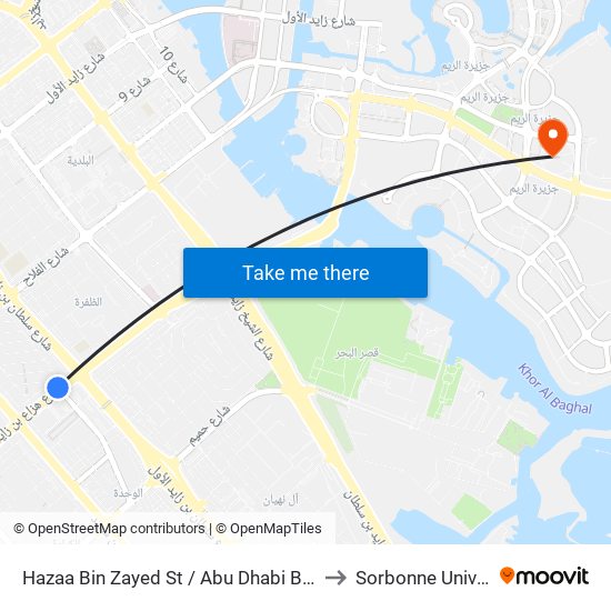 Hazaa Bin Zayed St /  Abu Dhabi Bus Station to Sorbonne University map