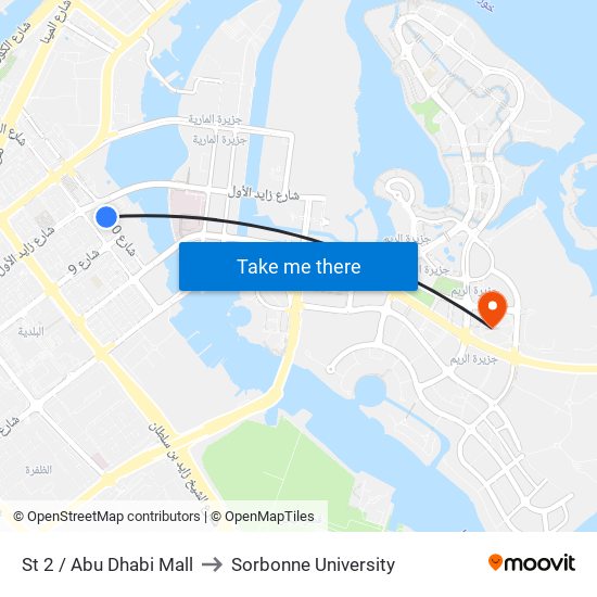 St 2 / Abu Dhabi Mall to Sorbonne University map