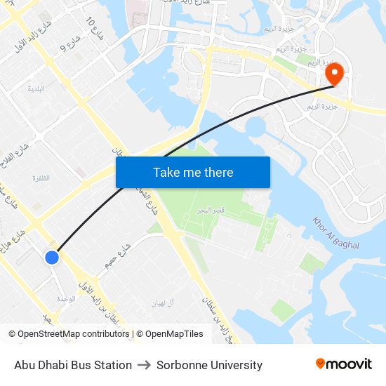 Abu Dhabi Bus Station to Sorbonne University map