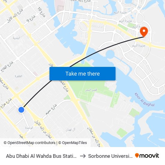 Abu Dhabi Al Wahda Bus Station to Sorbonne University map