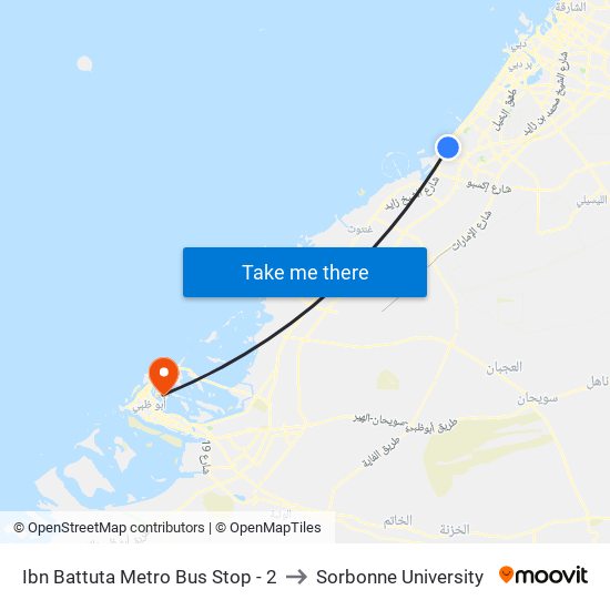 Ibn Battuta  Metro Bus Stop - 2 to Sorbonne University map