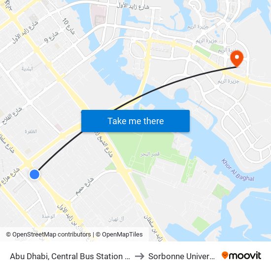 Abu Dhabi, Central Bus Station - 01 to Sorbonne University map