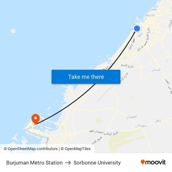 Burjuman Metro Station to Sorbonne University map