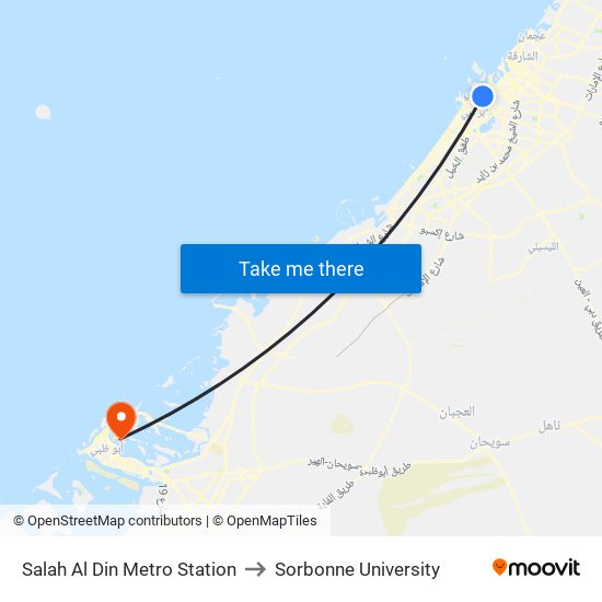 Salah Al Din Metro Station to Sorbonne University map