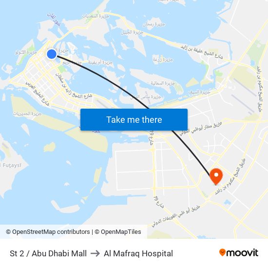 St 2 / Abu Dhabi Mall to Al Mafraq Hospital map