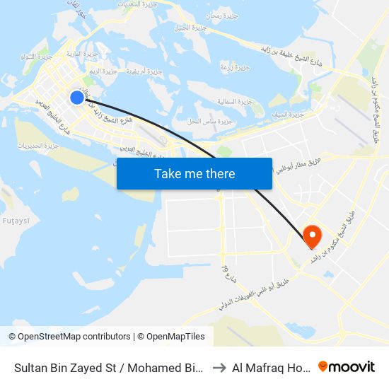 Sultan Bin Zayed St / Mohamed Bin Khalifa St to Al Mafraq Hospital map