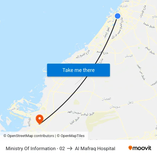 Ministry Of Information - 02 to Al Mafraq Hospital map