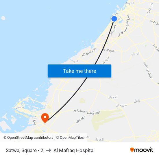 Satwa, Square - 2 to Al Mafraq Hospital map