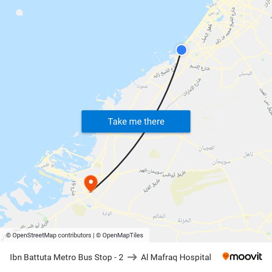 Ibn Battuta  Metro Bus Stop - 2 to Al Mafraq Hospital map