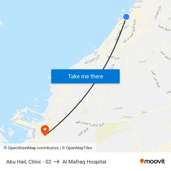 Abu Hail, Clinic - 02 to Al Mafraq Hospital map