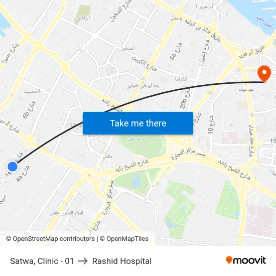 Satwa, Clinic - 01 to Rashid Hospital map