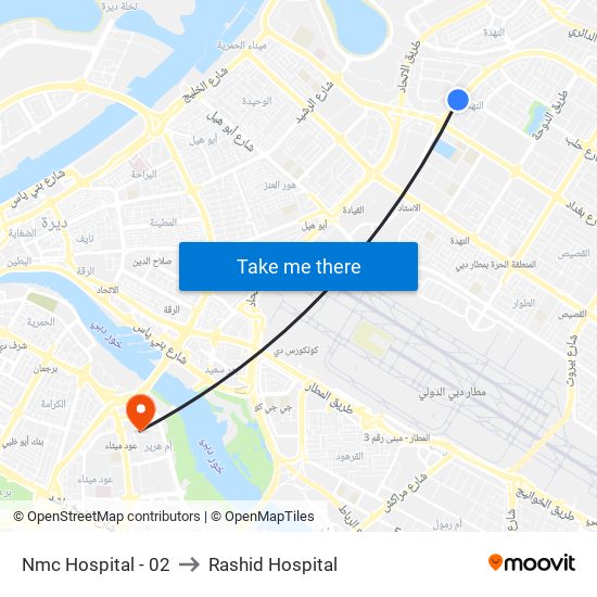 Nmc Hospital - 02 to Rashid Hospital map