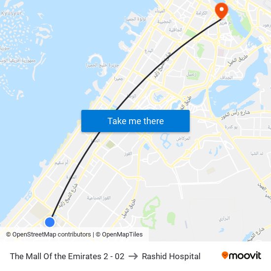 The Mall Of the Emirates 2 - 02 to Rashid Hospital map