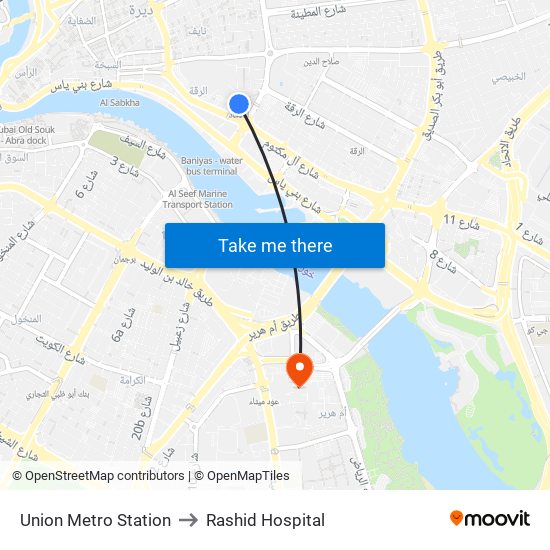 Union Metro Station to Rashid Hospital map