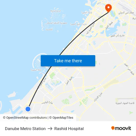Danube Metro Station to Rashid Hospital map