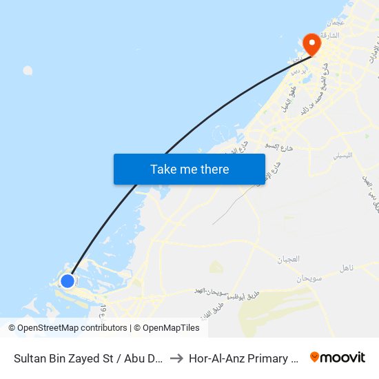 Sultan Bin Zayed St / Abu Dhabi Bus Station to Hor-Al-Anz Primary Health Centre map