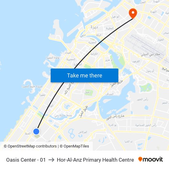 Oasis Center - 01 to Hor-Al-Anz Primary Health Centre map