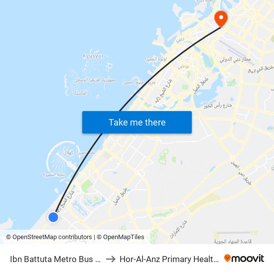 Ibn Battuta  Metro Bus Stop - 7 to Hor-Al-Anz Primary Health Centre map