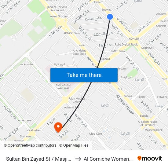 Sultan Bin Zayed St / Masjid Mariam Bint Said to Al Corniche Women's Health Center map