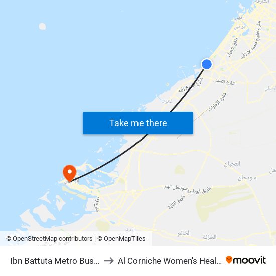Ibn Battuta  Metro Bus Stop - 2 to Al Corniche Women's Health Center map