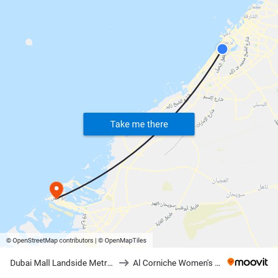 Dubai Mall Landside Metro Bus Stop - 01 to Al Corniche Women's Health Center map