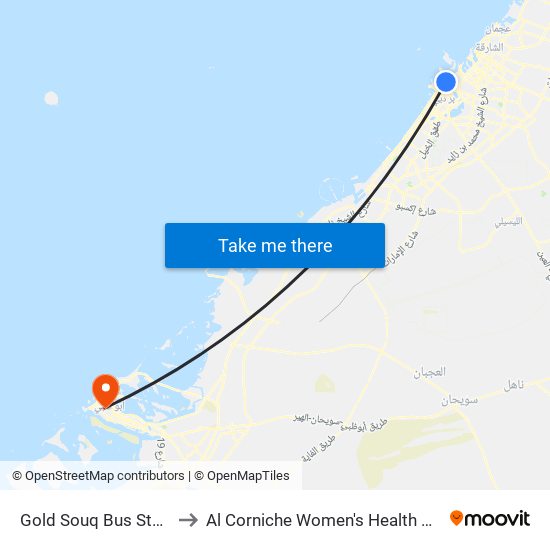 Gold Souq Bus Station to Al Corniche Women's Health Center map