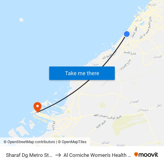 Sharaf Dg Metro Station to Al Corniche Women's Health Center map
