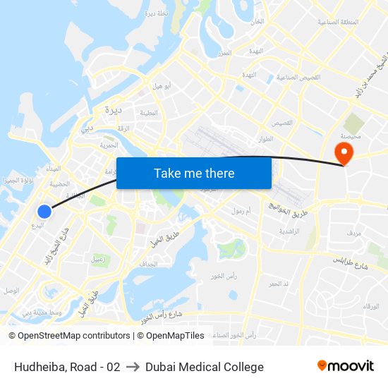 Hudheiba, Road - 02 to Dubai Medical College map