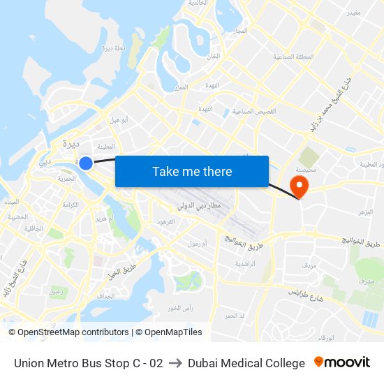 Union Metro Bus Stop C - 02 to Dubai Medical College map