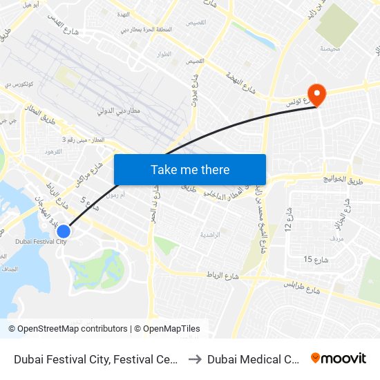 Dubai Festival City, Festival Centre - 01 to Dubai Medical College map
