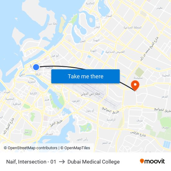 Naif, Intersection - 01 to Dubai Medical College map