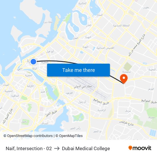 Naif, Intersection - 02 to Dubai Medical College map