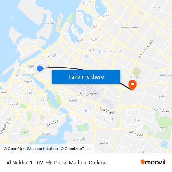Al Nakhal 1 - 02 to Dubai Medical College map
